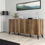 Hanah Home Consola Elegante 1604 Nogal y Mármol Negro, 180x80.8x45 cm, Estilo Bohemio